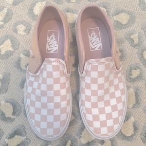Vans Asher Pink & White Checkered Slip-On Shoes